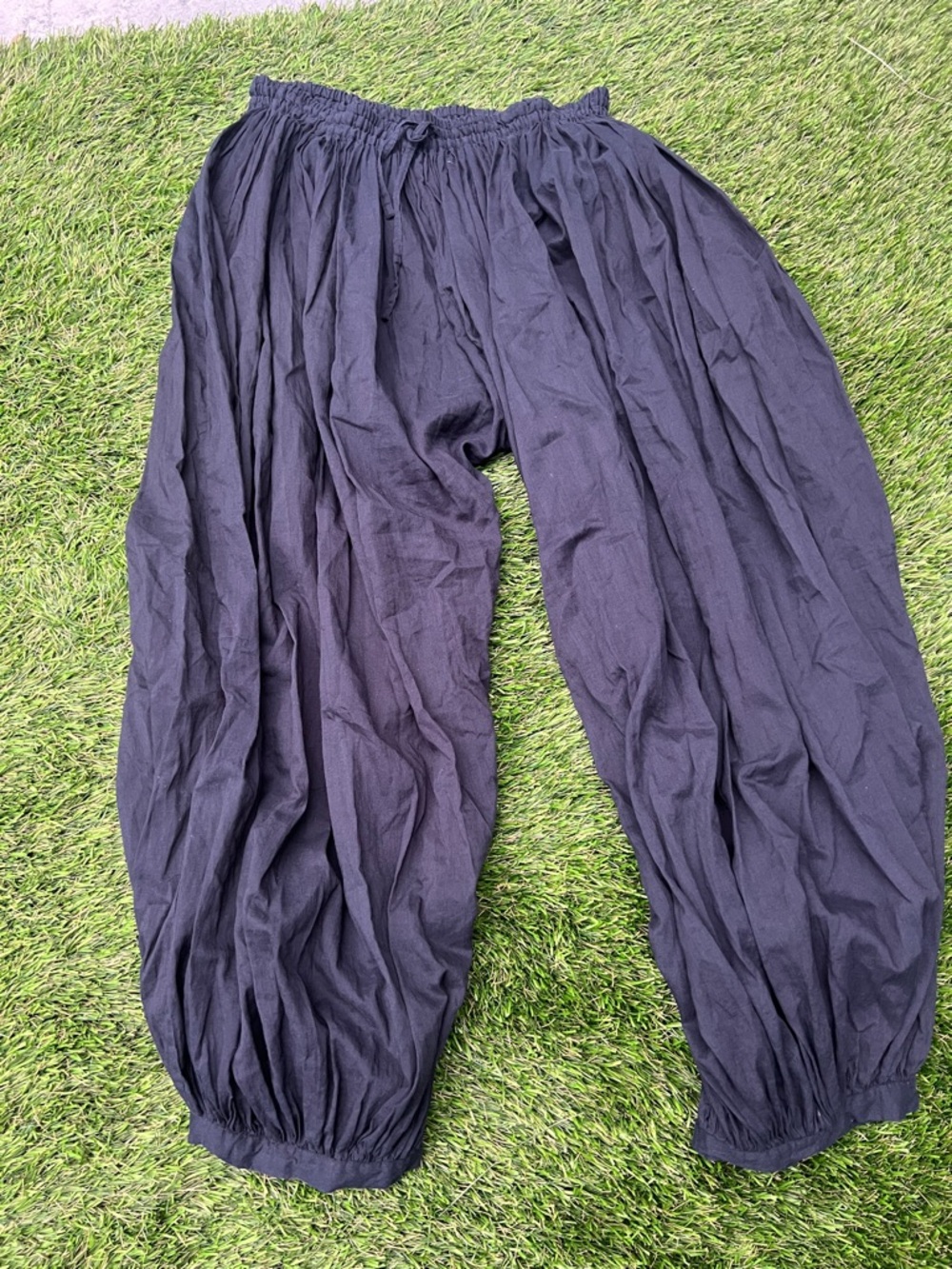 fabindia Black Elastic-Waist Casual Harem Pants size Large/XL